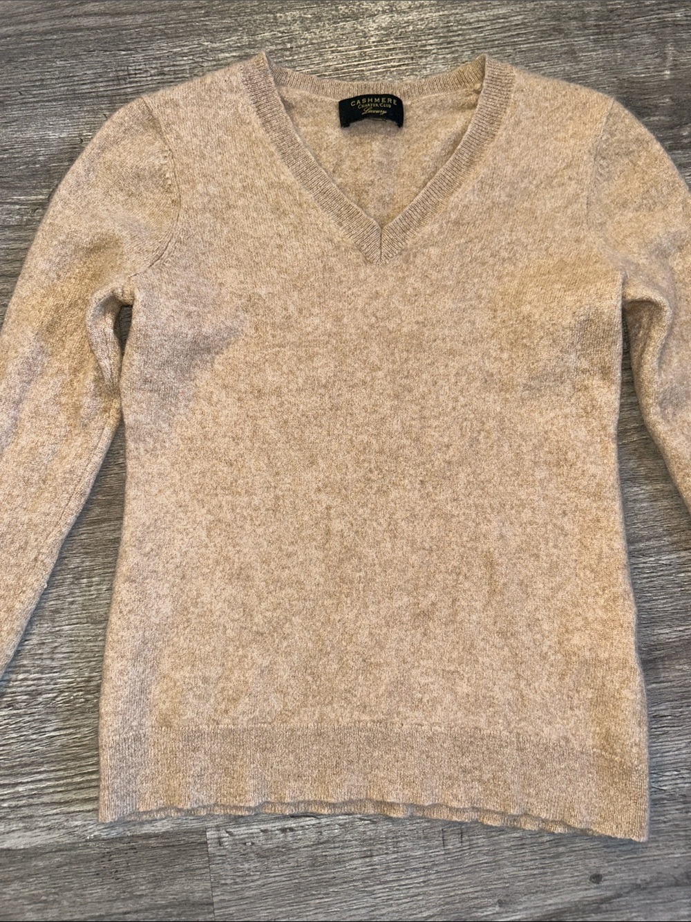 Charter Club Luxury 100% Cashmere V Neck Sweater Medium Small Beige Tan